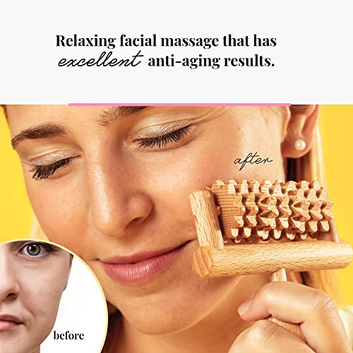 tuuli Body and Face Roller, Multi-Functional Wooden Massage Roller, Helps Ease Muscle Tension and Support Skin Health, Natural Face Massage Tools, Set of 2 (2 Piece Set) - size: 2 Piece Set