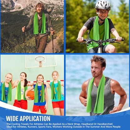 Hosuly 15 Pcs Cooling Towels 40" x 12", Bright Green - color: Bright Green