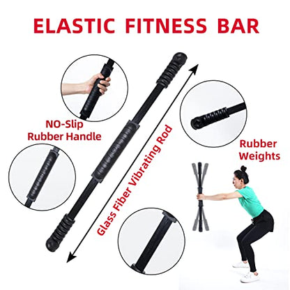 Elastic Fitness Stick Elastic Bar Body Exercise Bar Muscle Training for Exercise Tremor Stick Shoulder Rehabilitation Physical Therapy, Aerobics,Body Shaping Home Gym Yoga, Pilates - color: matt black