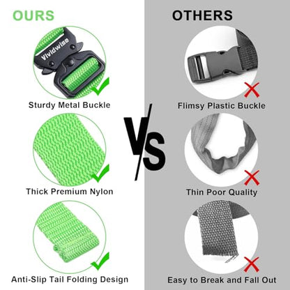 Utility Straps with Metal Quick Release Buckle, Adjustable Nylon Belt Backpack Accessories Sleeping Bag Strap for Hiking, Travel, Outdoor Sports (Green-Metal Buckle, 1" W-60 L) - size: 1"W-60"L