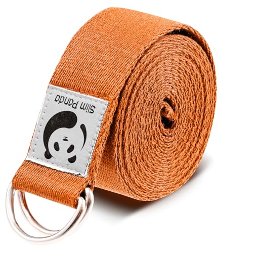 Slim Panda Yoga Strap for Stretching,Cotton Yoga Strap with Adjustable D-Ring Buckle,Non-Elastic Yoga Belt for Pilates,Gym Workouts,Physical Therapy,Improve Flexibility - color: Orange, size: 8 Feet