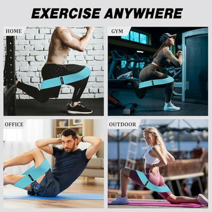 Lenwen 12 Pcs Fabric Resistance Bands Bulk - color: Blue