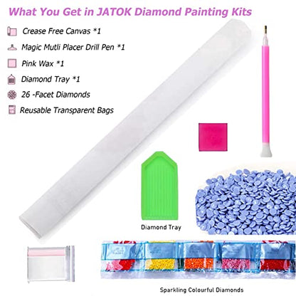 JATOK Alphabet Diamond Painting Kits for Adults Kids Beginners, 5D Diamond Art Full Round Drill DIY Gem Pictures Arts Paint by Number Kits for Home Wall Decor 11.8x11.8in | Full Round Drills Diamond Art Kits for Beginners, customize own alphabet, DIY Gem