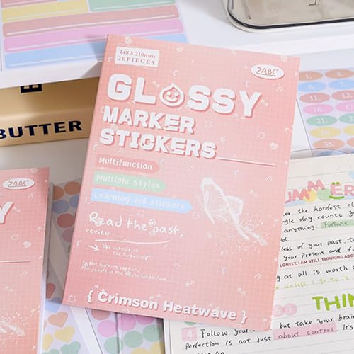 Crimson Heat Wave Label Sticker Scrapbooking Supplies for Junk Journal, 20 Sheets Stickers - Ephemera Stickers Book(TZ-012-002) - color: Crimson Heat Wave Label
