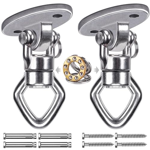 BeneLabel 2Pack Swing Hanger with Bearing Swivel 800LB Capacity Stainless Steel Aerial Silks Ceiling Mount Bracket Hammock Hardware for Swings, Hanging Chair, Aerial Hoop, Heavy Bag, Yoga Swing - color: Oval Base Hanger(2 Pack)