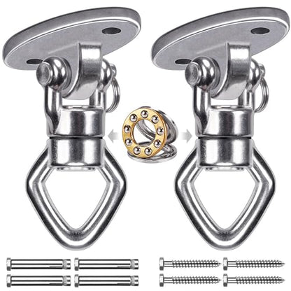 BeneLabel 2Pack Swing Hanger with Bearing Swivel 800LB Capacity Stainless Steel Aerial Silks Ceiling Mount Bracket Hammock Hardware for Swings, Hanging Chair, Aerial Hoop, Heavy Bag, Yoga Swing - color: Oval Base Hanger(2 Pack)