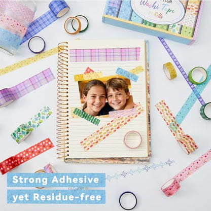 Grid Washi Tape Set 24 Rolls, Decorative Masking Tape for Junk Journal, Scrapbooking Supplies, DIY Crafting Supplies - style: Grid