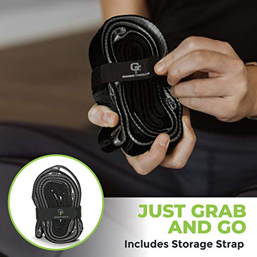 Gradient Fitness Stretching Strap for Physical Therapy, 12 Multi-Loop Stretch Strap 1" W x 8' L, Neoprene Handles, Physical Therapy Equipment, Yoga Straps for Stretching, Leg Stretcher. - color: Black/Grey