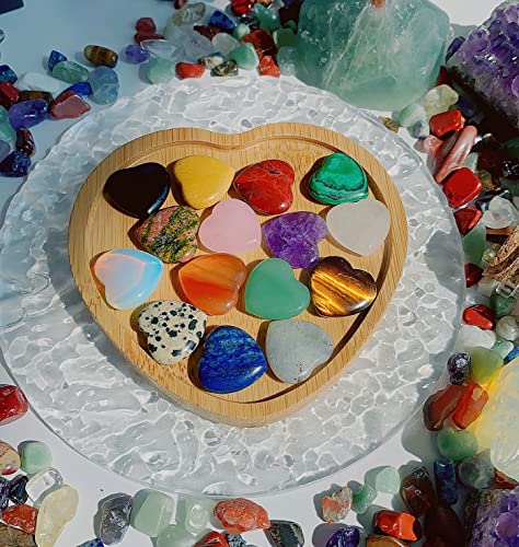 QINJIEJIE 15 PCS Heart Crystals Healing Natural Pocket Stones Gemstones - color: Multi-colored - 15pcs Crystal