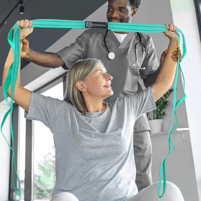A AZURELIFE Premium Durable Stretch Straps with Loops, Stretching Strap for Physical Therapy, Multi-Loop Yoga Strap Fitness Exercise Strap for Yoga, Pilates, Dance, Flexibility&Exercise - color: #1-Green