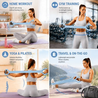 Figure 8 Resistance Band for Workout, Stretching, Yoga, Pilates, Physical Therapy and Home Fitness, TPE Exercise Band - color: Blue