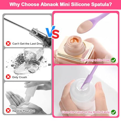 9 Pieces Mini Silicone Spatula-Makeup Spatula-Small Silicone Spatula-Thin Spatula Set for Skinny Openings-Abnaok Tiny Scraper for Jar,Kitchen Bottles,Cosmetic - size: 2*5