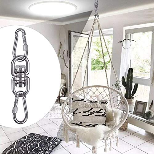SELEWARE Heavy Duty Bearing Swing Swivel, 360° Rotation Hanging Accessory - color: Swivel (E) and 2 Carabiners