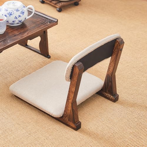 Meditation Floor Chair with Back Support, Tatami Seat | Ergonomic back support for floor sitting, Paulownia‑wood non‑folding frame, 5‑min assembly for tatami, kotatsu