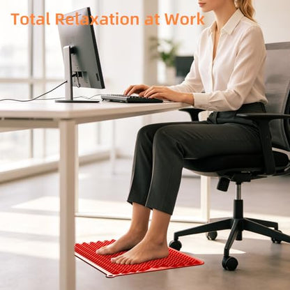 Acupressure Mat for Foot Massage, Silicone Foot Reflexology Mat | Portable Feet Mat for Plantar Fasciitis Relief and Muscle Relaxation - color: Red