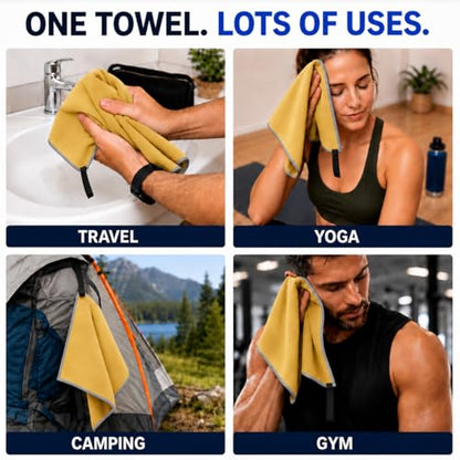 Backpacking Ultralight Quick Dry Microfiber Soft Fast Drying Hand and Face Towel Wash Cloth Camping Yoga Hiking Active Lifestyle Small (Yellow, Small) - color: Yellow, size: Small