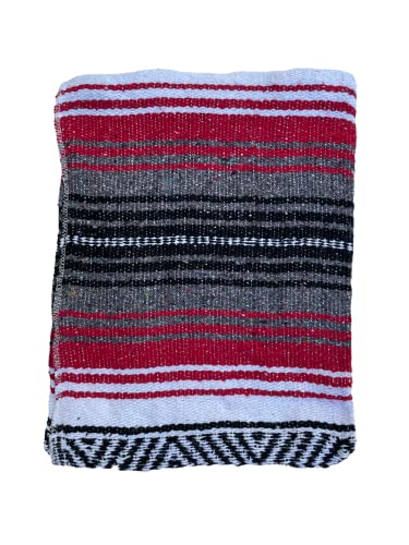 Baja Authentic Mexican Blanket Falsa Blanket Yoga Blanket Perfect Beach Blanket Camping Blanket Picnic Blanket Car Blanket Home Throw Blanket (Red) - color: Red