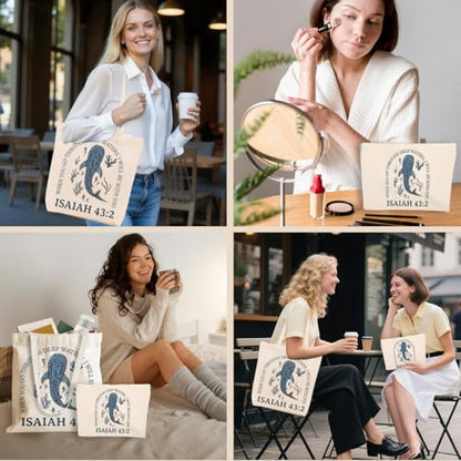 Whale Shark Makeup Bag Canvas Tote Bag Gifts for Women Friend Birthday Beach Shopping Appreciation Christmas - color: Isaiah 385