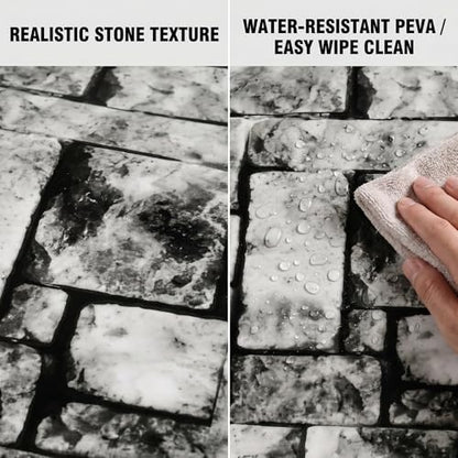 100FT x 54IN Stone Wall Plastic Tablecloth Roll with Slide Cutter Box | Heavy Duty Disposable Table Cover & Wall Backdrop, Cut-to-size for Medieval Party, Community, BBQ & Holiday Events - color: Deep Gray, size: 1200" x 54" (Rectangular)