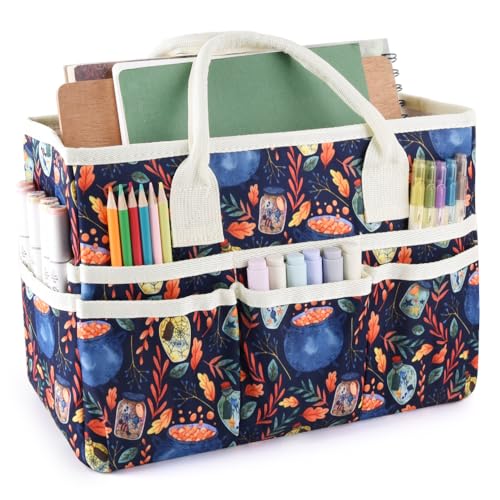 Craft Organizer Tote Bag with Multiple Pockets,Scrapbooking Art Storage | Portable Travel Containers for Caddy,Art and Craft Sewing Bag,Daily Use and Office Supplies Storage.Black Magic - color: Black Magic