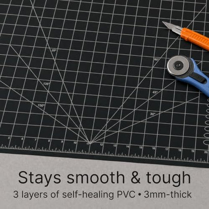 Premium Self Healing Cutting Mat - 36 Inches by 48 inches - A0-3 Layer Quality PVC Construction - Dual Sided, Imperial and Metric Grid Lines - Perfect for Cutting, Sewing, and Crafts - size: 48"L x 36"W