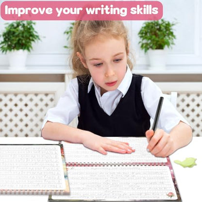 gisgfim 2 Pack Grooved Cursive Handwriting Workbook Magic Grooved Cursive Reusable Handwriting Practice with Disappearing Ink Pens Learning Activities Supplies (Jokes Riddles&Inspiring Quotes) - style: Inspirational Sentences+Jokes