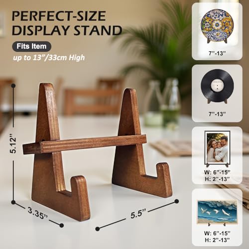 2 Packs Wooden Display Stand, Plate Holders for Displaying, Photo and Picture Frame Stand, Decorative Table Top Easels, for 7-13" Plate - size: 2 PIECES