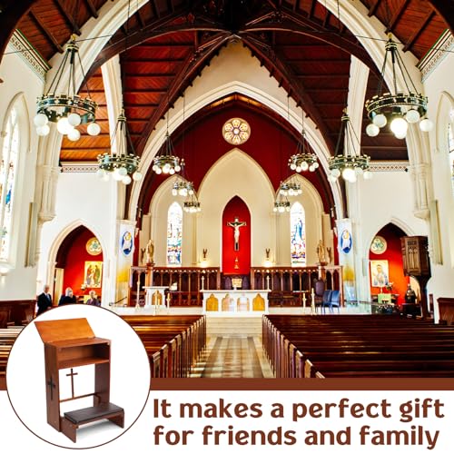 DoubleFill Wood Prayer Kneeler with Shelf and Cushion,Drawer Style - color: Colorful, style: Retro Style