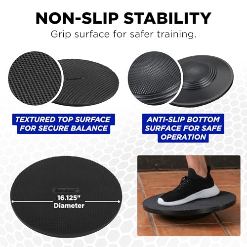 THERABAND Wobble Board, Round Balance Trainer, Core Strength, Non-Slip | Round wobble board for balance, agility, and core strength training in physical therapy - style: Wobble Board