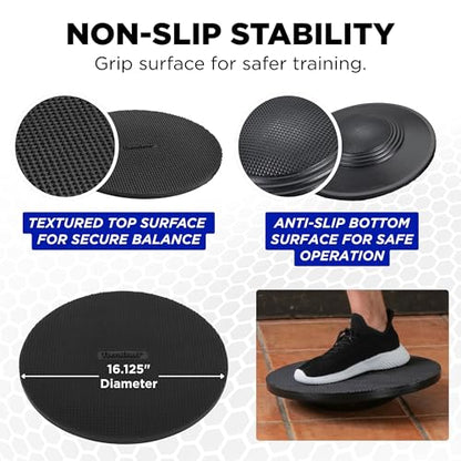 THERABAND Wobble Board, Round Balance Trainer, Core Strength, Non-Slip | Round wobble board for balance, agility, and core strength training in physical therapy - style: Wobble Board