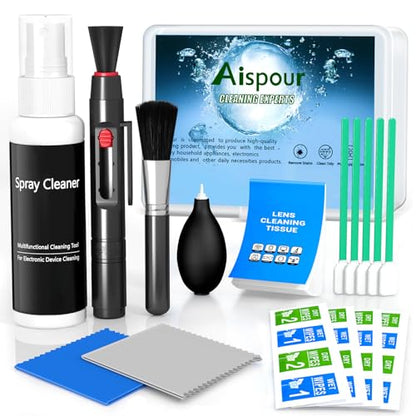 Aispour Camera Lens Cleaning Kit, 10-in-1 Camera Cleaning Kit | Camera Lens Cleaner and Camera Accessories, Includes Lens Cleaning Kit/Lens Cleaner/Lens Cleaning Pen/Soft Brush - size: Standard Version