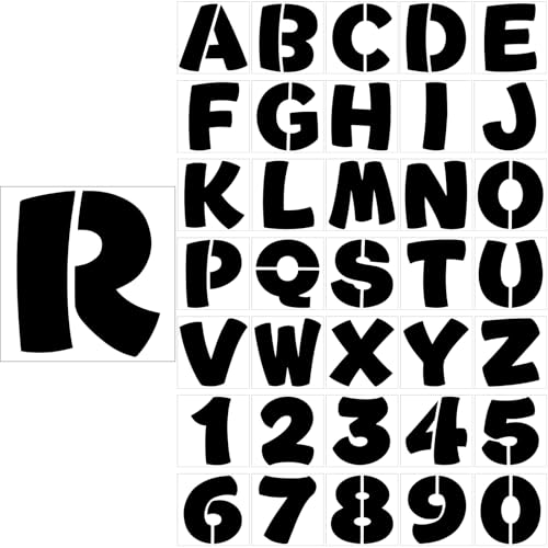 SATINIOR 12 Inch Large Letter Stencils and Numbers, 36 Pcs Reusable Alphabet Stencils Plastic Numbers Templates Craft for Wood Wall Fabric Signage Chalkboard Painting DIY Projects (Cute) - size: 12 Inch, style: Cute