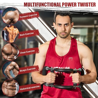 Twister Arm Trainer, 30-120 lbs Adjustable Chest Workout Equipment | 4 Spring & Poster for Men & Women, Detachable Power Twister Home Fitness Equipment for Enhancing Upper Body Muscle - color: Grey
