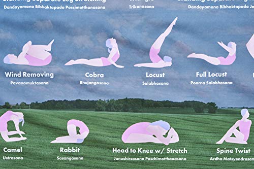 Large Bikram Yoga Poses Poster - Tapestry for Hot Yoga Decor - Beginners' Guide Chart for Effective Exercise, Microfiber Material - Wall Decoration for Gym, Studio, Zen Room and Dome