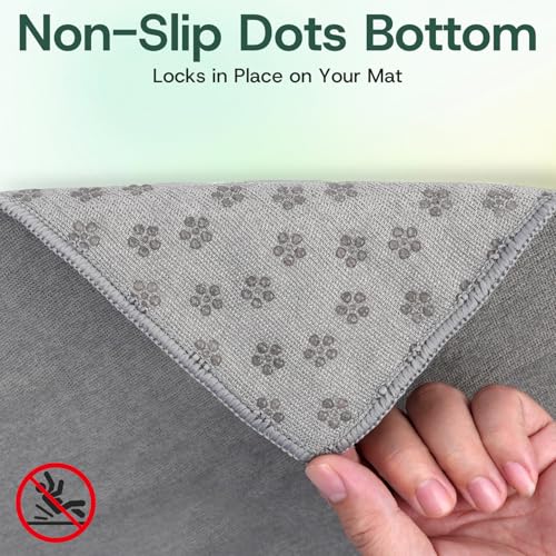 MIELIA Hot Yoga Towel Non Slip,Yoga Mat Towel with Grip Dots - Super Absorbent Microfiber Sweat Towel for Hot Yoga & Pilates, 72" x 24.5", Gray