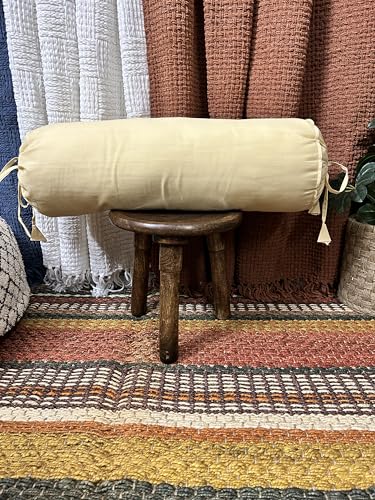 Saffron Bolster Removable Cover Cotton (Beige, 8"x24" (20 cm x 60 cm)) - color: Beige, size: 8" x 24"