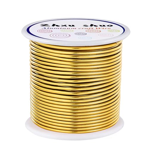 12 Gauge(2mm) Aluminum Wire 35 Yards Anodized Metal Wire for Bonsai Armature Crafting Sculpting Jewelry Craft Making Beading Floral (Gold, 12 Gauge) - color: Gold