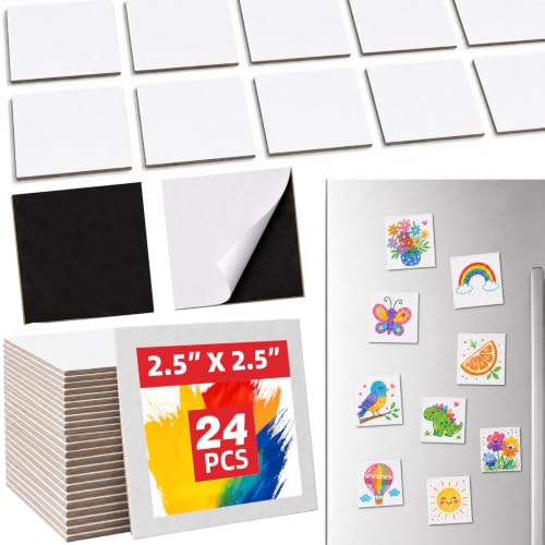 CONDA 24 Pack 2.5x2.5IN Mini Magnetic Canvas Panels, Small Canvases for Painting for Oil, Acrylic, Pouring Watercolor & Art Crafts DIY - size: 2.5*2.5 inch 24pack