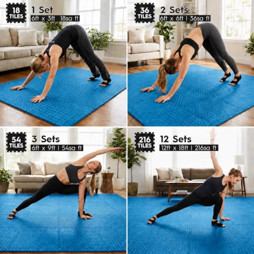 18 Pcs EVA Foam Floor Tiles, Puzzle Exercise Mat Set for Gym - color: Sky Blue