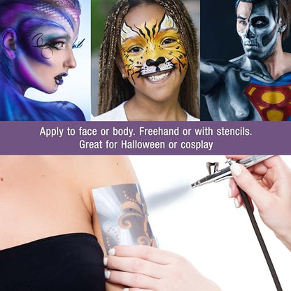 Master Airbrush Cool Runner II Airbrush Kit with Dual Fan Air Compressor, 8 Color Water-Based Face & Body Art Paint Set, Pro Gravity Airbrush & Washable Temporary Tattoo, How-to Guide