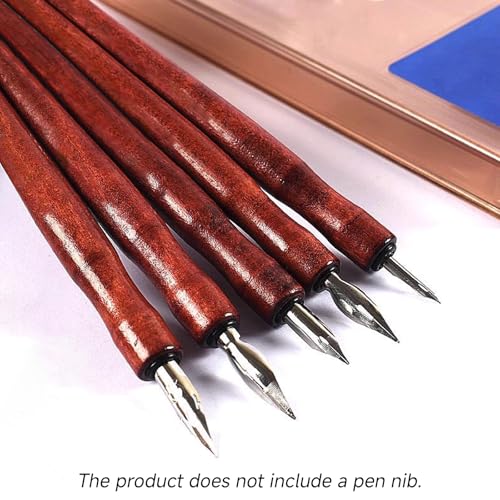 5Pcs Dip Pen Holder, Wood Comic Nib Holder, 5.91in Wooden Pen Nib Holder Wood Cartoon Comic Pen Nib Holder Comfortable Grip for Calligraphy Writing Signing, Cartooning Sketching - color: Red Wood Color