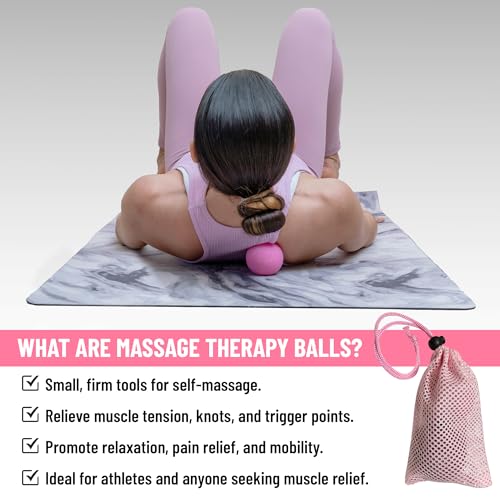 Silicone Massage Lacrosse Balls for Trigger Point Therapy, Muscle Knots, and Physical Therapy. Set of 2 Balls with Carrying Bag. Latex-Free. Ideal for Deep Tissue Massage and Myofascial Release - color: Pink Fusion