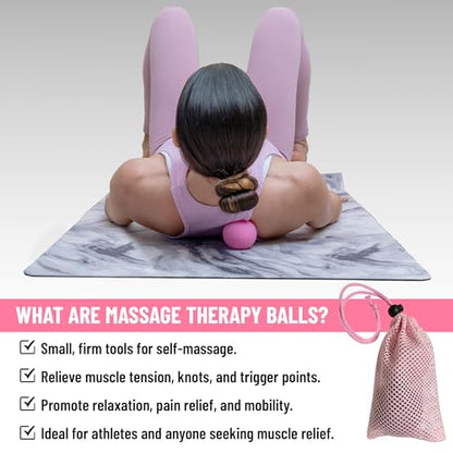 Silicone Massage Lacrosse Balls for Trigger Point Therapy, Muscle Knots, and Physical Therapy. Set of 2 Balls with Carrying Bag. Latex-Free. Ideal for Deep Tissue Massage and Myofascial Release - color: Pink Fusion