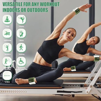 Ankle Wrist Weights for Women 2lbs/4lbs Pairs Adjustable Silicone Weights - color: Gradient Green, size: 4 lbs Pair (2 lb Each)
