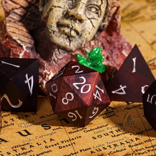 Wooden DND Dice Set Red Sandalwood Wood Dice Set for Tabletop Games - color: Big Red Sandalwood