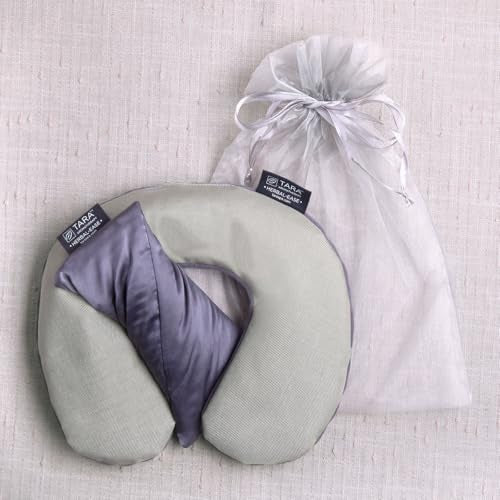 TARA Spa Therapy Herbal-Ease Aromatherapy Pillow Gift Bag Set, Neck + Silk Eye Pillow, Slate Gray - color: Slate Gray