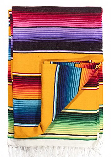 Del Mex Mexican Serape Blanket (X-Large, Yellow) - color: Yellow, size: X-Large