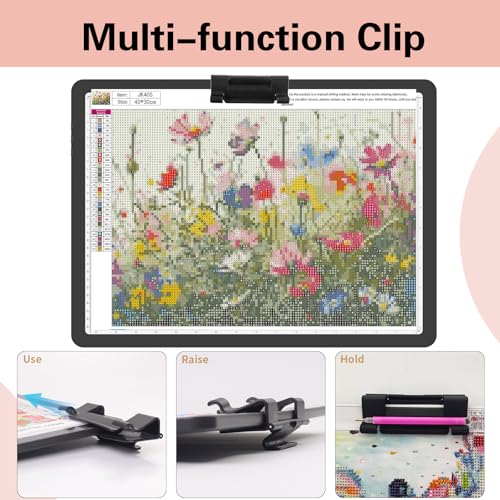YINGWOND A3 Rechargeable Light Pad with Carry Bag,Diamond Art Light Board Built-in 4000mAh,Side Physical Buttons, Adjustable Brightness Wireless Light Box for Tracing Diamond Painting Artists - style: Rechargeable A3 Black with Bag
