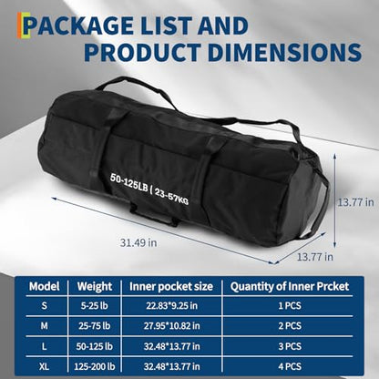 GarveeLife Workout Sandbag Unfilled - 5-200 LBS Heavy Duty Fitness Sandbag for Strength Training, Core & Full-Body Exercises | Adjustable Weight Home Gym - size: 72-125 LB
