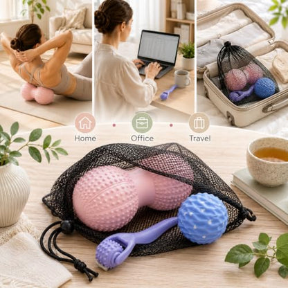 Massage Ball Set Peanut Ball 3.35"Fascia Ball for Foot Handle Ball for Back